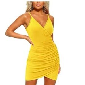 Laishen Bright and Sunny Yellow Wrap Dress
